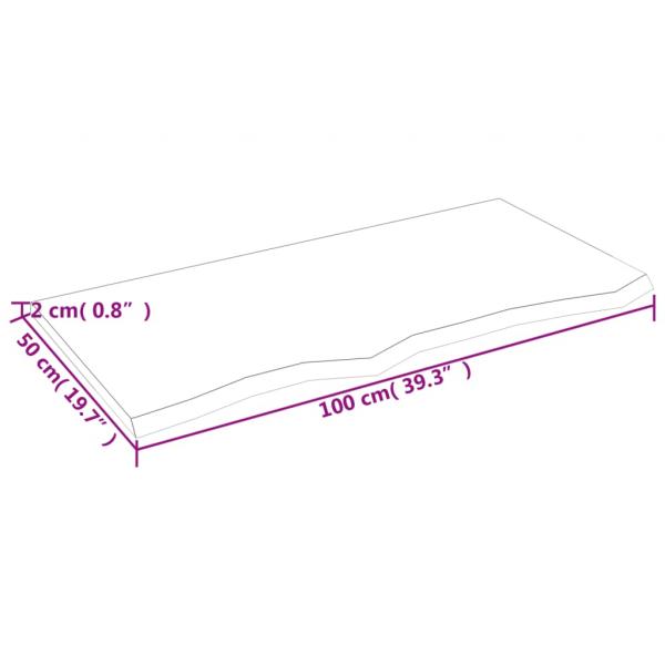 Tischplatte Hellbraun 100x50x2 cm Massivholz Eiche Behandelt