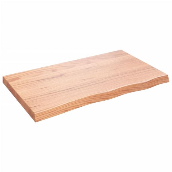 Tischplatte Hellbraun 100x60x(2-6)cm Massivholz Eiche Behandelt