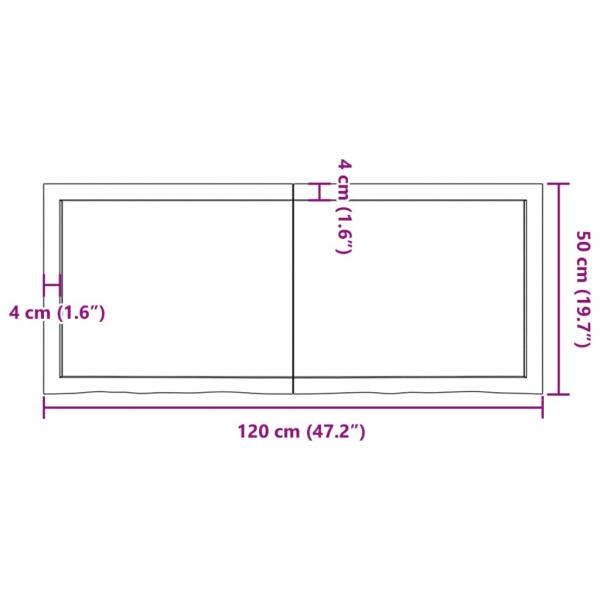 Tischplatte Hellbraun 120x50x(2-4)cm Massivholz Eiche Behandelt