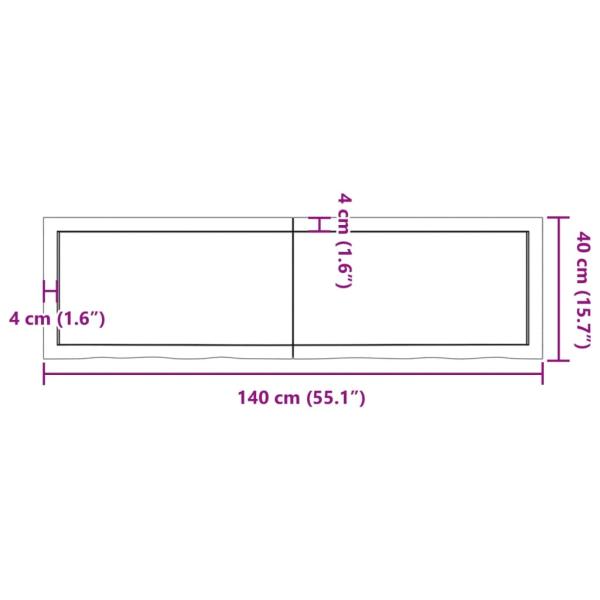 ARDEBO.de - Tischplatte Hellbraun 140x40x(2-4)cm Massivholz Eiche Behandelt