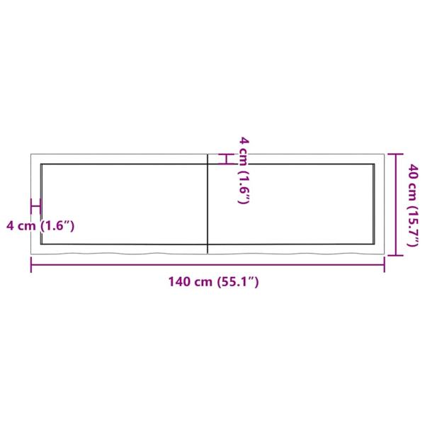 Tischplatte Hellbraun 140x40x(2-4)cm Massivholz Eiche Behandelt