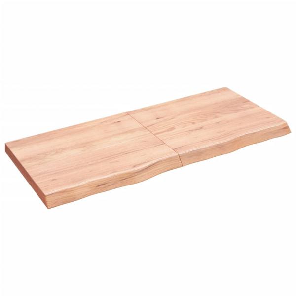 Tischplatte Hellbraun 140x60x(2-6)cm Massivholz Eiche Behandelt