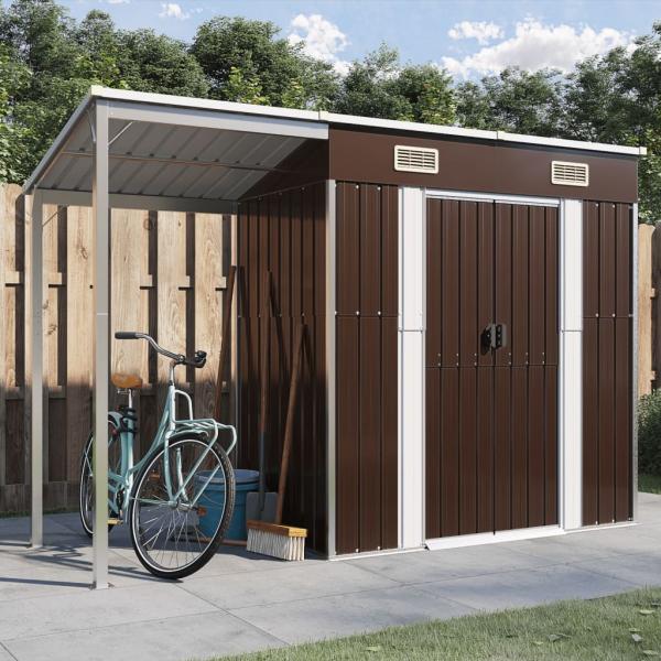 ARDEBO.de - Gartenhaus mit Schleppdach Braun 277x110,5x181 cm Stahl