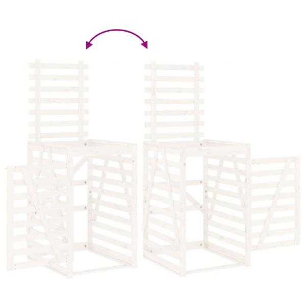 Mülltonnenbox für 4 Tonnen Weiß Massivholz Kiefer
