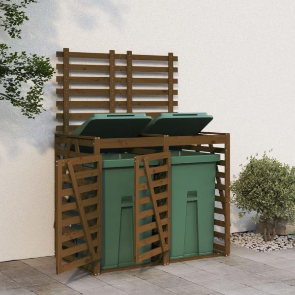 ARDEBO.de - Mülltonnenbox für 2 Tonnen Honigbraun Massivholz Kiefer