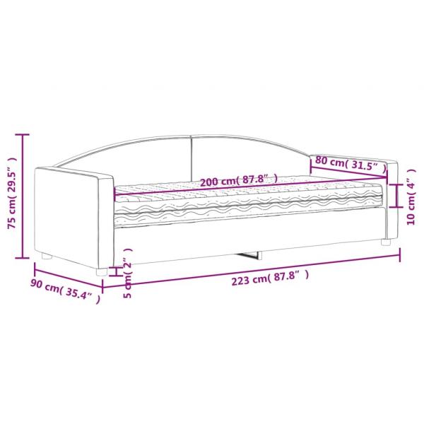 Tagesbett mit Matratze Hellgrau 80x200 cm Stoff