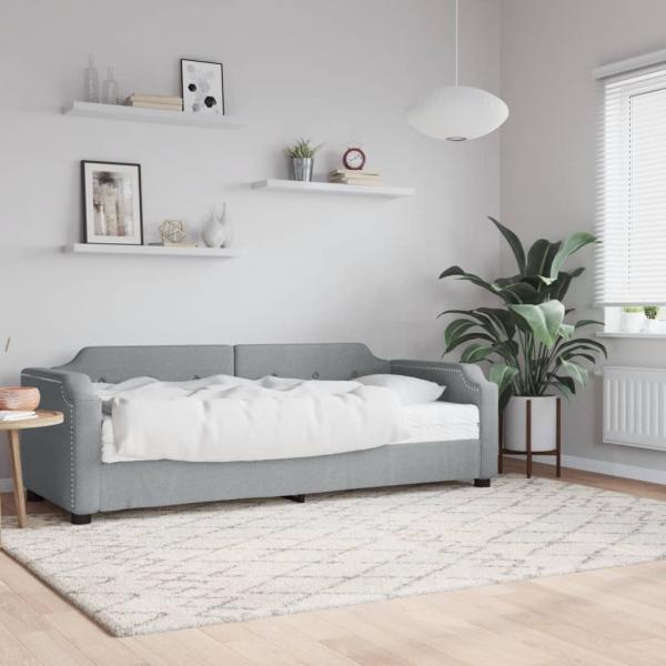 ARDEBO.de - Tagesbett mit Matratze Hellgrau 80x200 cm Stoff