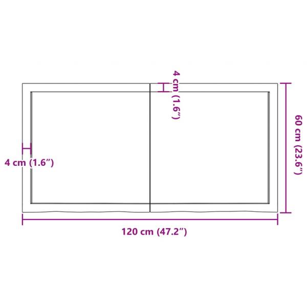 Tischplatte 120x60x(2-6) cm Massivholz Eiche Unbehandelt