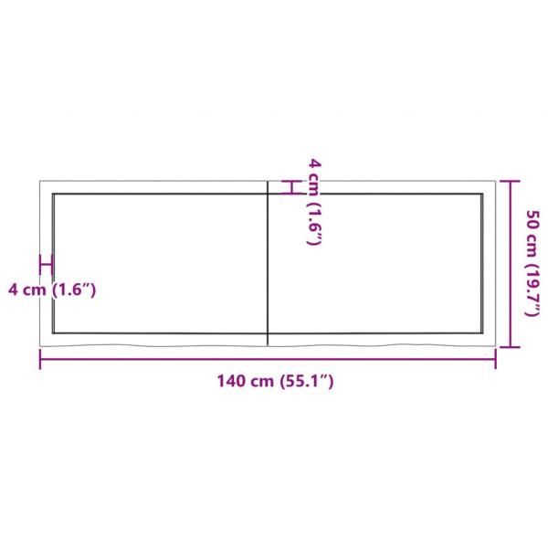 Tischplatte 140x50x(2-6) cm Massivholz Eiche Unbehandelt