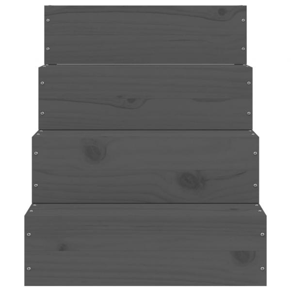 Haustiertreppe Grau 40x49x47 cm Massivholz Kiefer