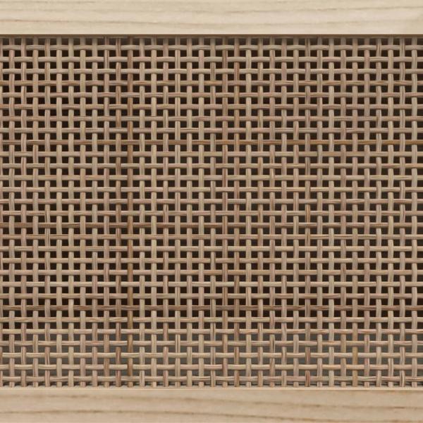 Wandgarderobe Schwarz Holzwerkstoff und Rattan Natur