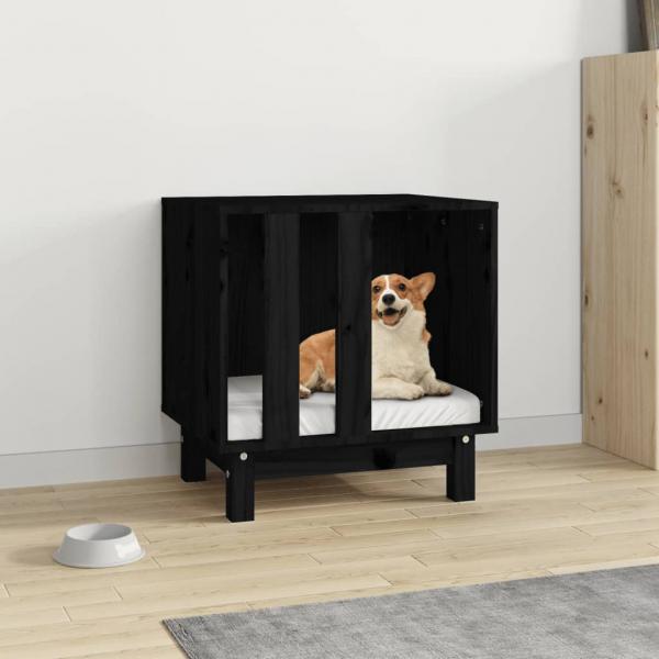 ARDEBO.de - Hundehütte Schwarz 50x40x52 cm Massivholz Kiefer