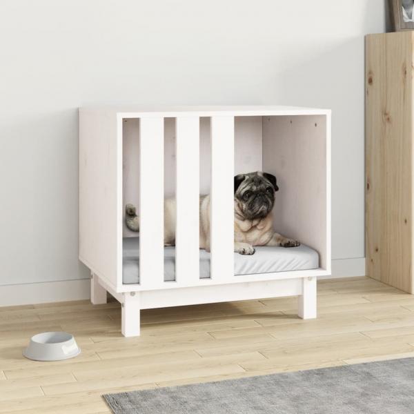 ARDEBO.de - Hundehütte Weiß 60x45x57 cm Massivholz Kiefer