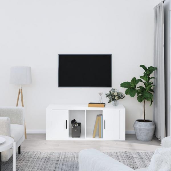 ARDEBO.de - TV-Schrank Hochglanz-Weiß 100x35x40 cm Holzwerkstoff
