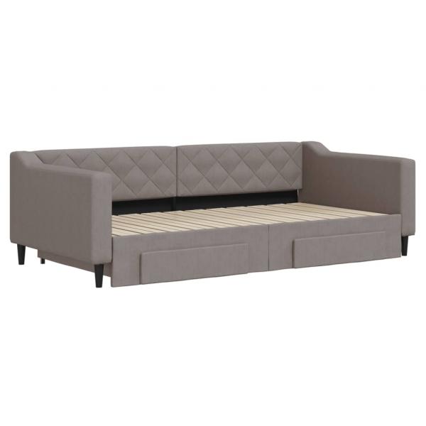 Tagesbett Ausziehbar mit Schubladen Taupe 100x200 cm Stoff