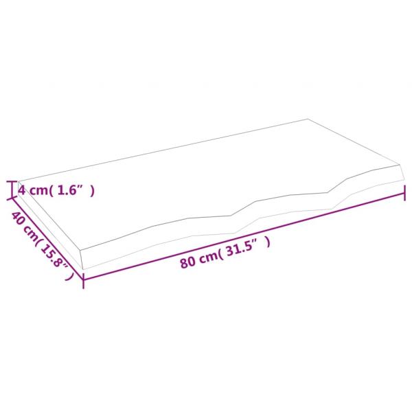 Tischplatte 80x40x(2-4) cm Massivholz Eiche Unbehandelt