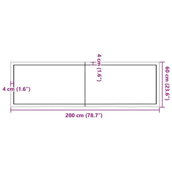 Tischplatte 200x60x(2-4) cm Massivholz Eiche Unbehandelt