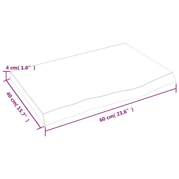 Tischplatte Hellbraun 60x40x(2-4) cm Massivholz Eiche Behandelt