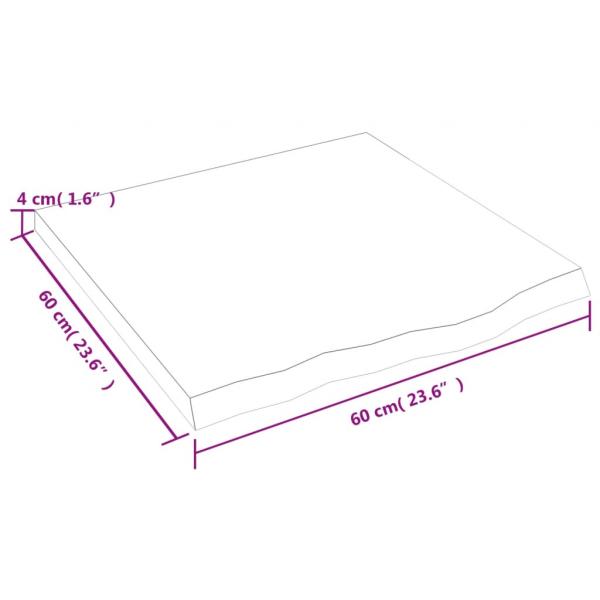 Tischplatte Hellbraun 60x60x(2-4) cm Massivholz Eiche Behandelt