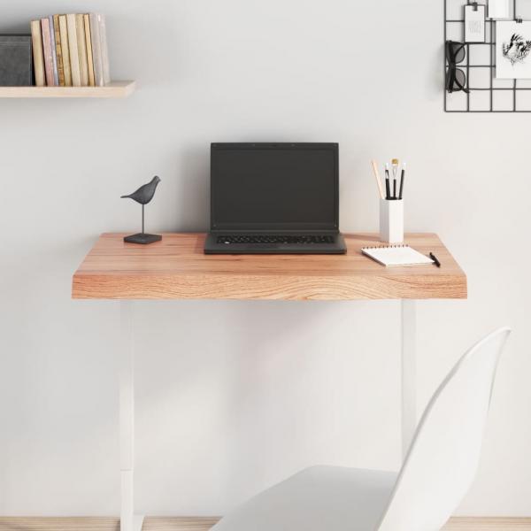 ARDEBO.de - Tischplatte Hellbraun 80x40x(2-6) cm Massivholz Eiche Behandelt