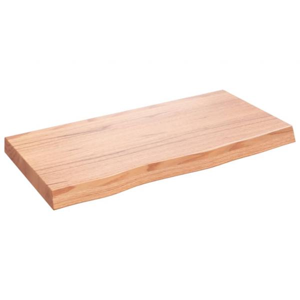 Tischplatte Hellbraun 80x40x(2-6) cm Massivholz Eiche Behandelt
