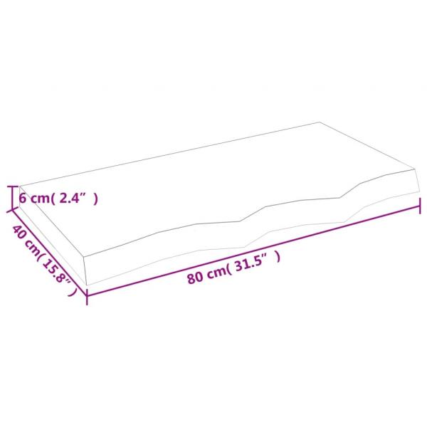 Tischplatte Hellbraun 80x40x(2-6) cm Massivholz Eiche Behandelt