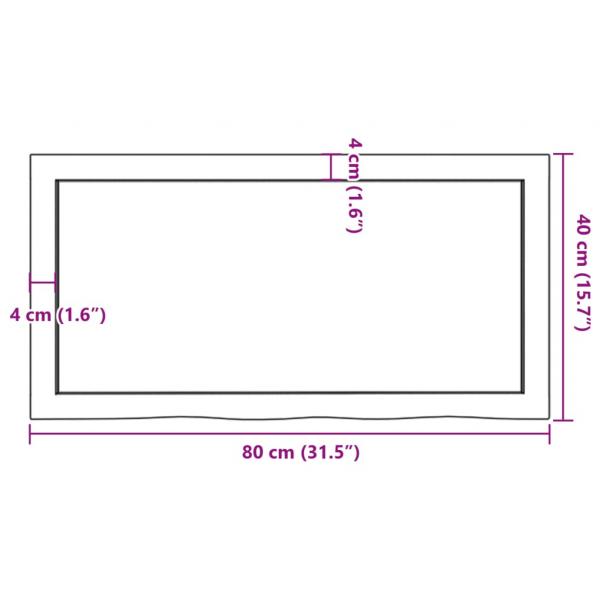 Tischplatte Hellbraun 80x40x(2-6) cm Massivholz Eiche Behandelt