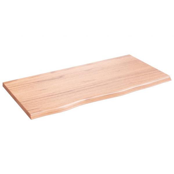 Tischplatte Hellbraun 80x40x2 cm Massivholz Eiche Behandelt