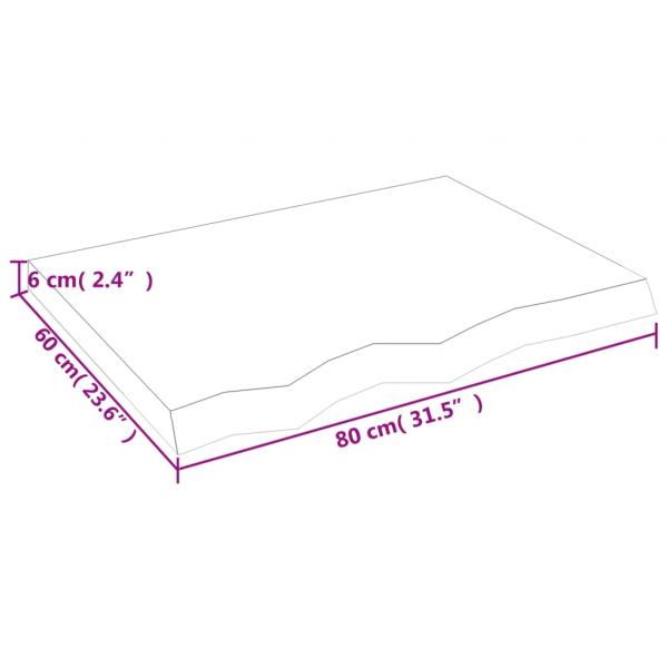 Tischplatte Hellbraun 80x60x(2-6) cm Massivholz Eiche Behandelt