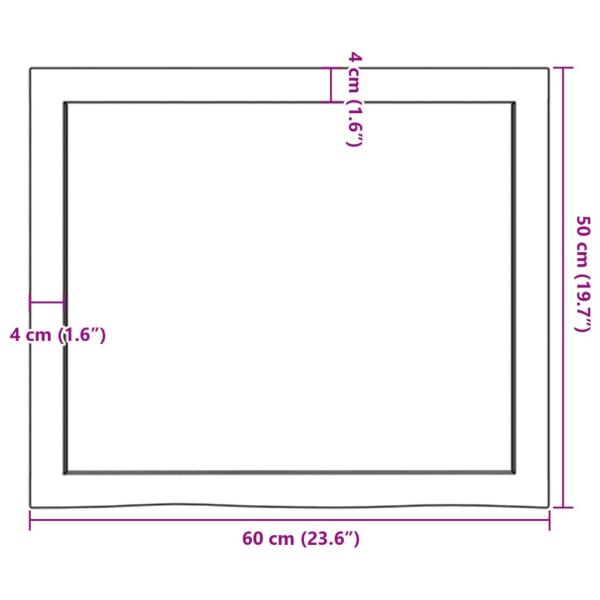 Tischplatte Dunkelbraun 60x50x(2-4)cm Massivholz Eiche