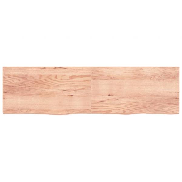 Tischplatte Hellbraun 220x60x(2-4)cm Massivholz Eiche Behandelt
