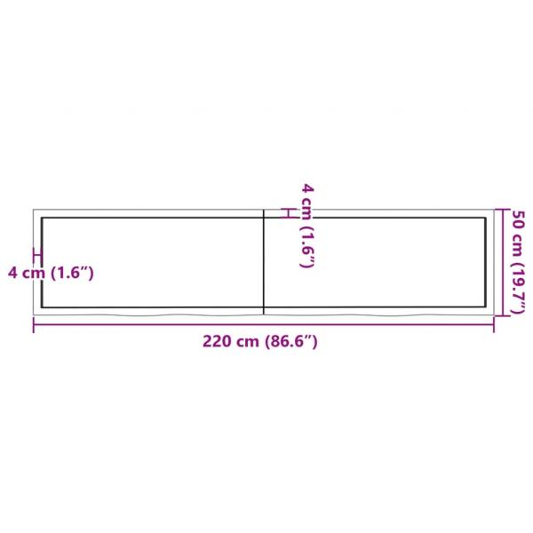 Tischplatte Hellbraun 220x50x(2-4)cm Massivholz Eiche Behandelt