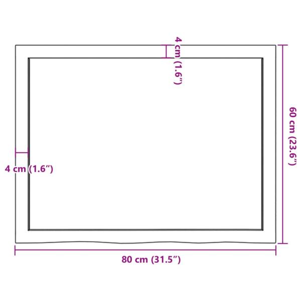 Tischplatte Dunkelbraun 80x60x(2-4)cm Massivholz Eiche