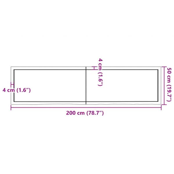 Tischplatte Hellbraun 200x50x(2-6)cm Massivholz Eiche Behandelt