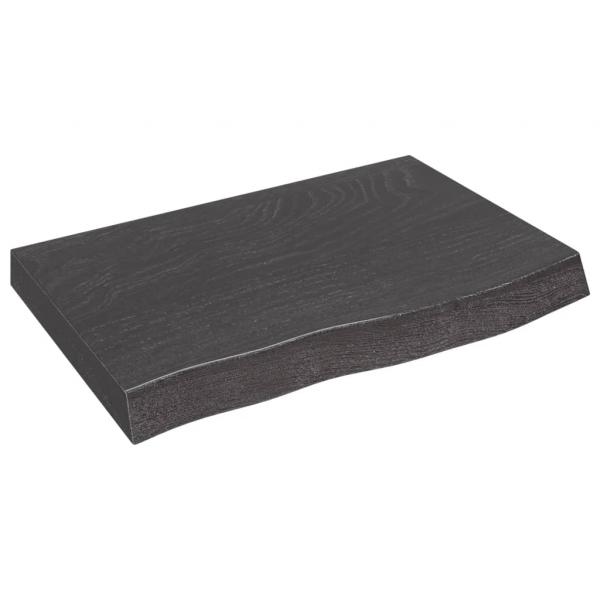 Tischplatte Dunkelbraun 60x40x(2-6)cm Massivholz Eiche