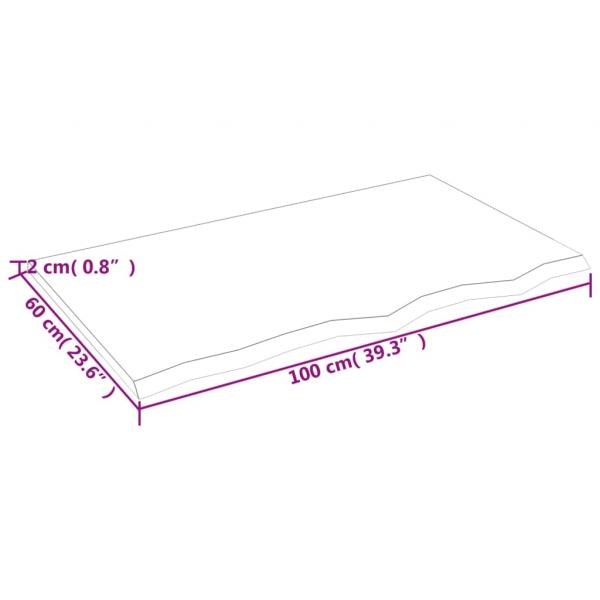 Tischplatte Dunkelbraun 100x60x2 cm Massivholz Eiche Behandelt