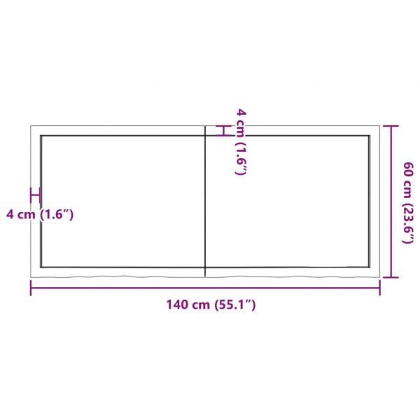 Tischplatte Dunkelbraun 140x60x(2-6)cm Massivholz Eiche