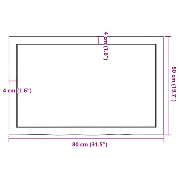 Tischplatte Dunkelbraun 80x50x(2-4)cm Massivholz Eiche