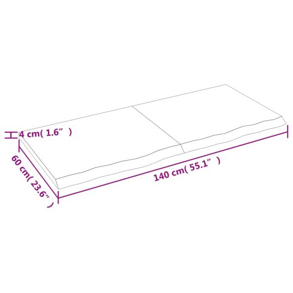 Tischplatte Dunkelbraun 140x60x(2-4)cm Massivholz Eiche