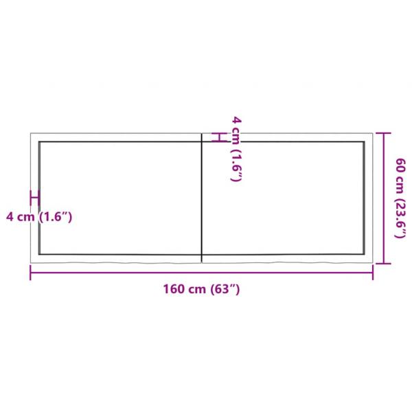 Tischplatte Dunkelbraun 160x60x(2-6)cm Massivholz Eiche