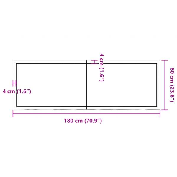 Tischplatte Dunkelbraun 180x60x(2-4)cm Massivholz Eiche