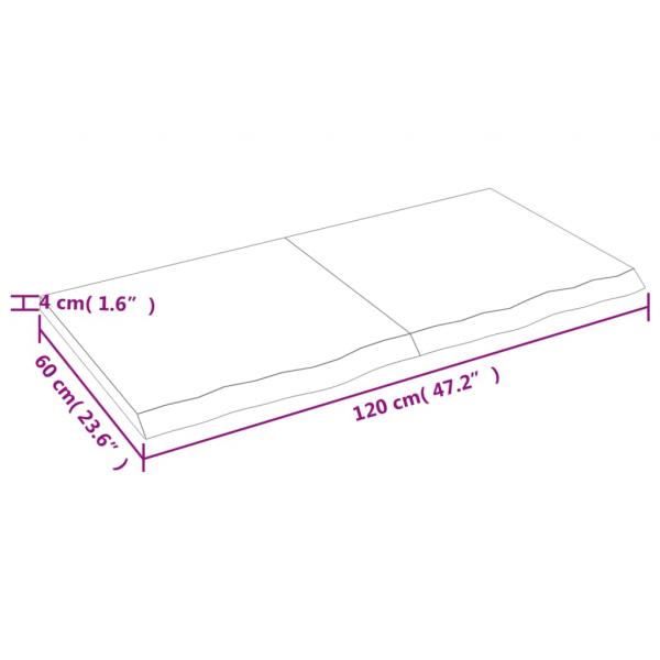 Tischplatte Dunkelbraun 120x60x(2-4)cm Massivholz Eiche