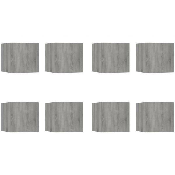 TV-Wandschrank 8 Stk. Grau Sonoma 30,5x30x30 cm