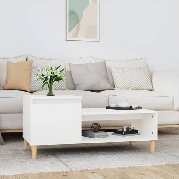 ARDEBO.de - Couchtisch Weiß 100x50x45 cm Holzwerkstoff