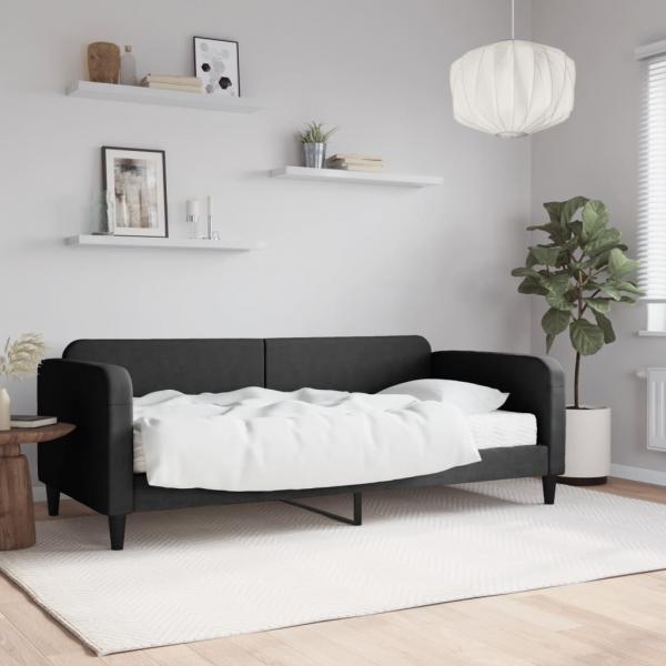 ARDEBO.de - Tagesbett mit Matratze Schwarz 90x190 cm Stoff