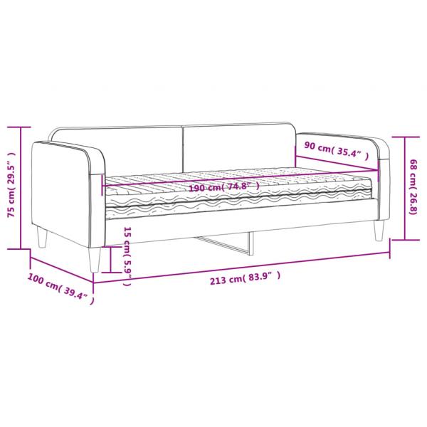 Tagesbett mit Matratze Schwarz 90x190 cm Stoff