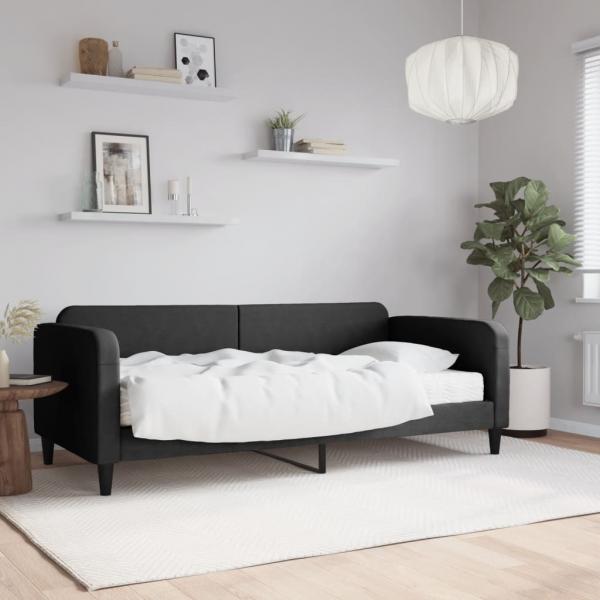 ARDEBO.de - Tagesbett mit Matratze Schwarz 90x200 cm Stoff