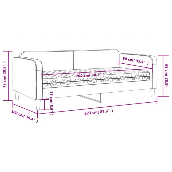 Tagesbett mit Matratze Schwarz 90x200 cm Stoff