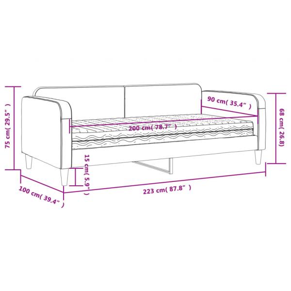 Tagesbett mit Matratze Creme 90x200 cm Stoff