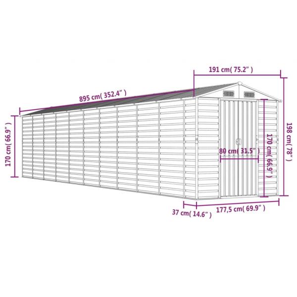 Gerätehaus Braun 191x895x198 cm Verzinkter Stahl